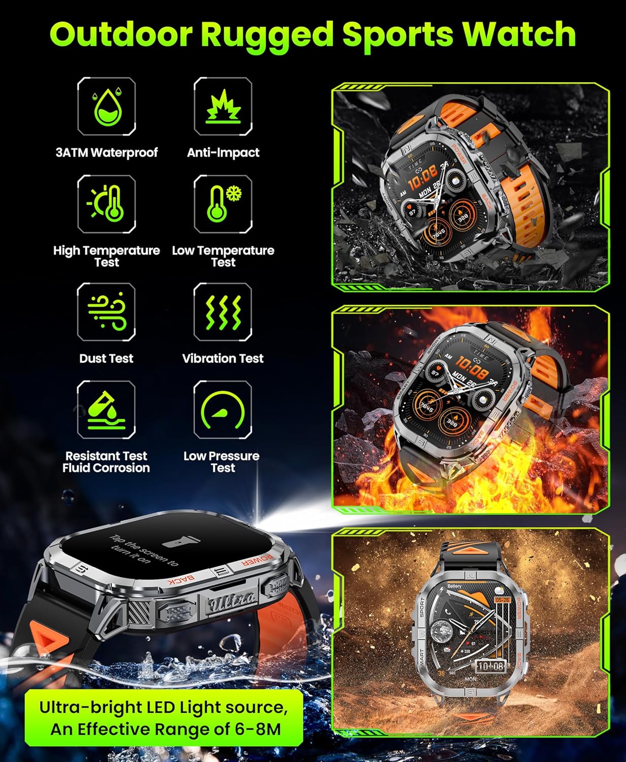 Military GPS Smart Watch 2.13 AMOLED Bluetooth Call