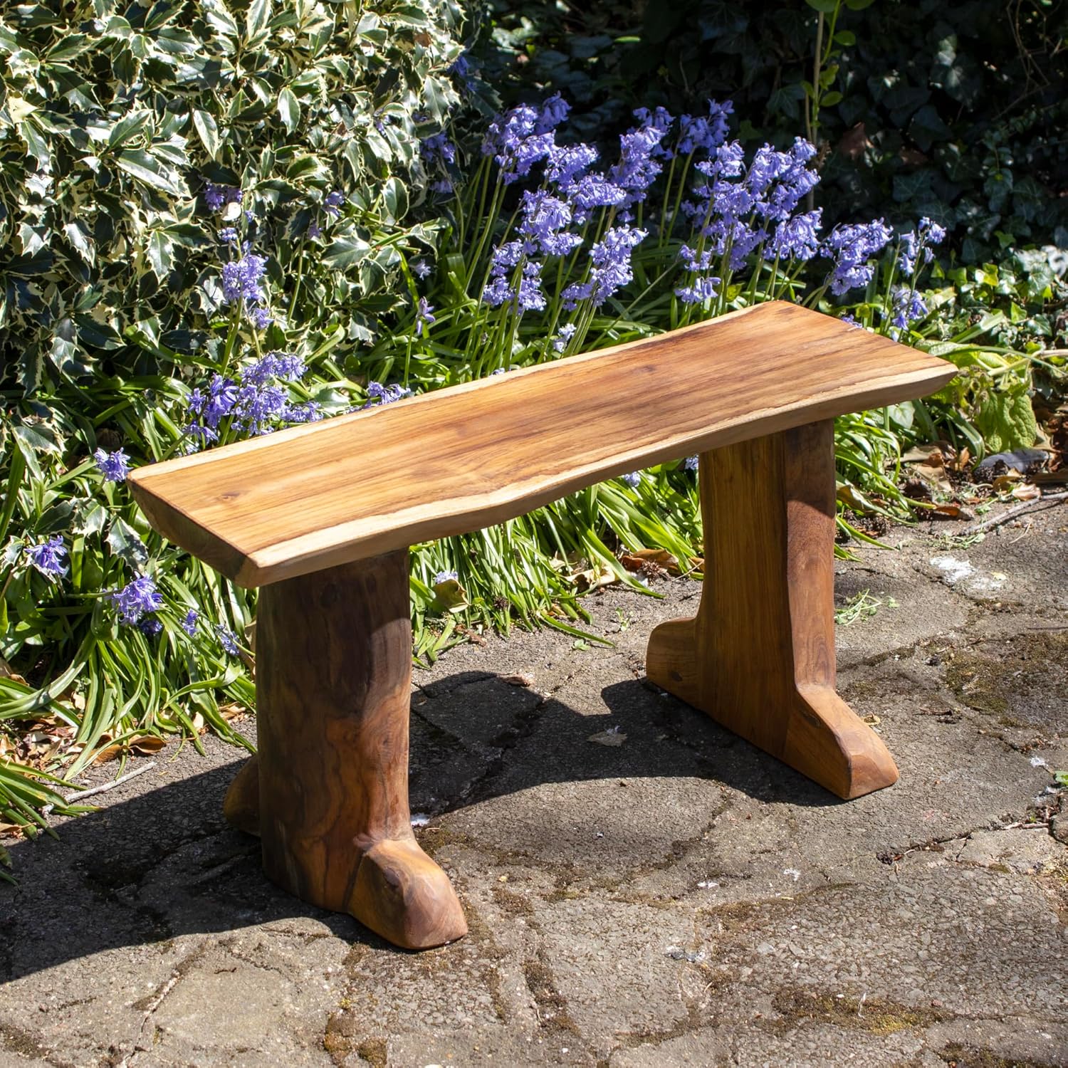 Rustic Teak Root Garden Bench Handmade Wooden Seat 80cm