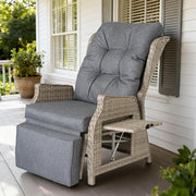 Rattan Reclining Sun Lounger Chair with Cushion Grey