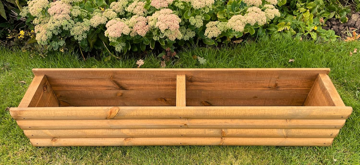 120cm Wooden Trough Planter Log Style Garden Flower Box