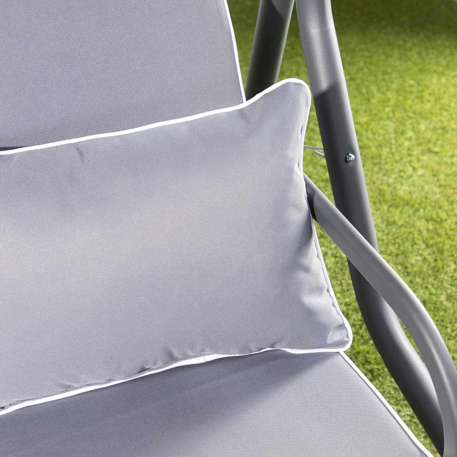 3 Seater Garden Swing Chair Luxury Cushions Grey