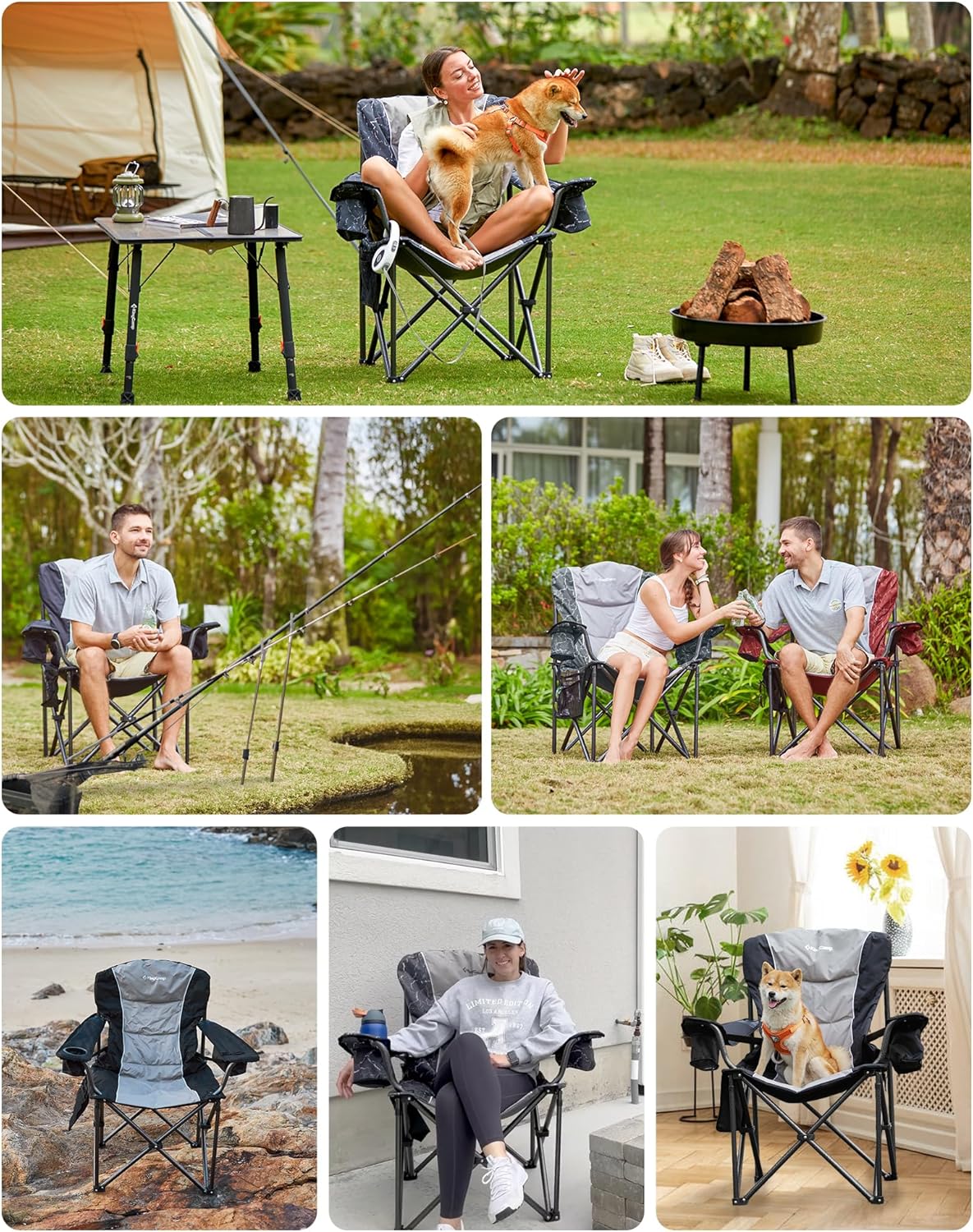 Oversized Camping Chair 205KG Cooler Lumbar