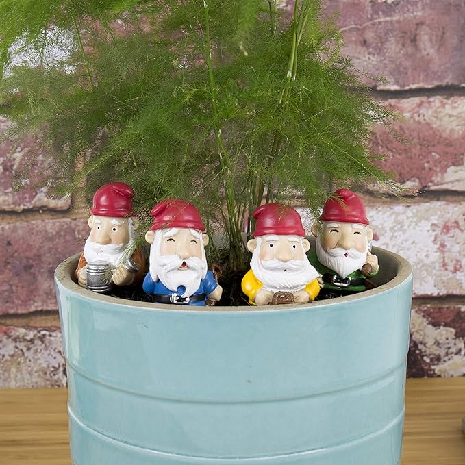 4Pcs Gnome Plant Pot Decor Clip Mini Garden Ornament Set