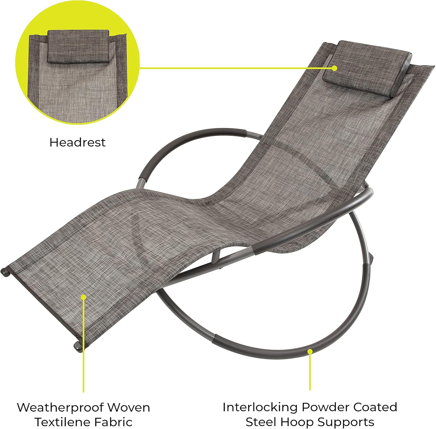 Rocking Moon Chair Zero Gravity Sun Lounger Grey