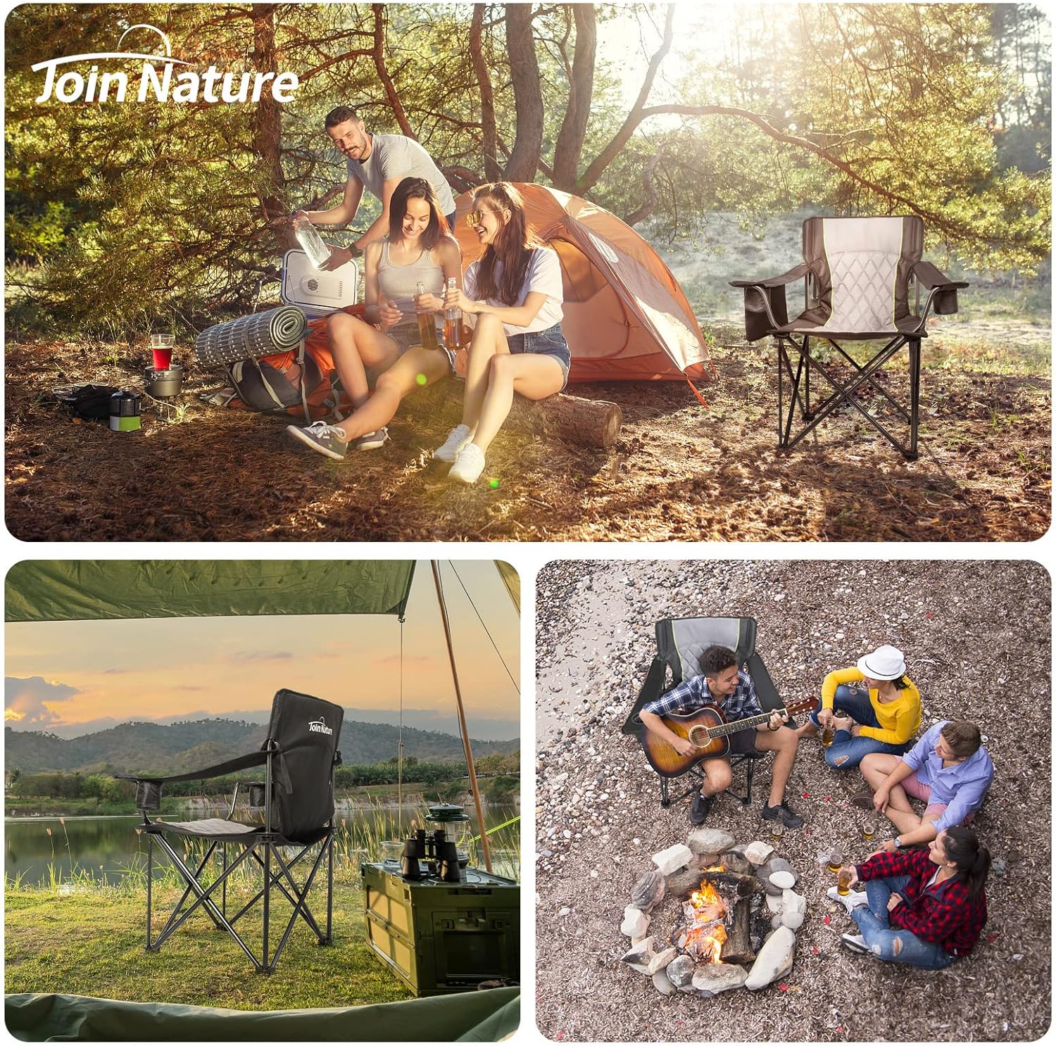 Heavy Duty King Kong Camping Chair 800LB Foldable Black