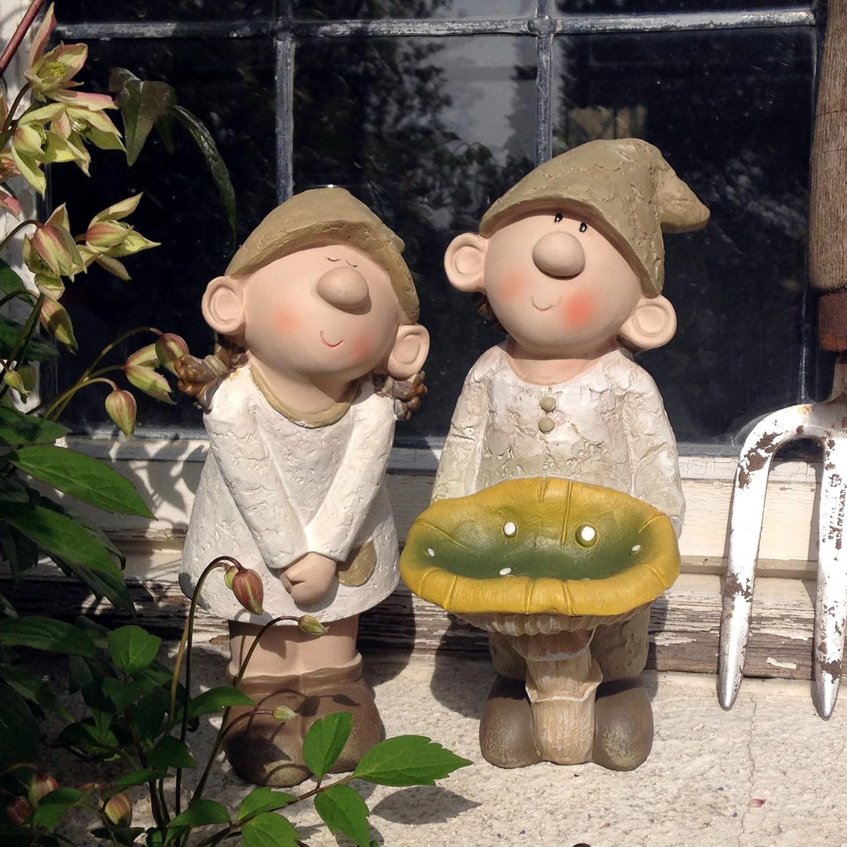 Garden Elf Gnome Ornament Set Resin Fairy Mushroom Statues Decor