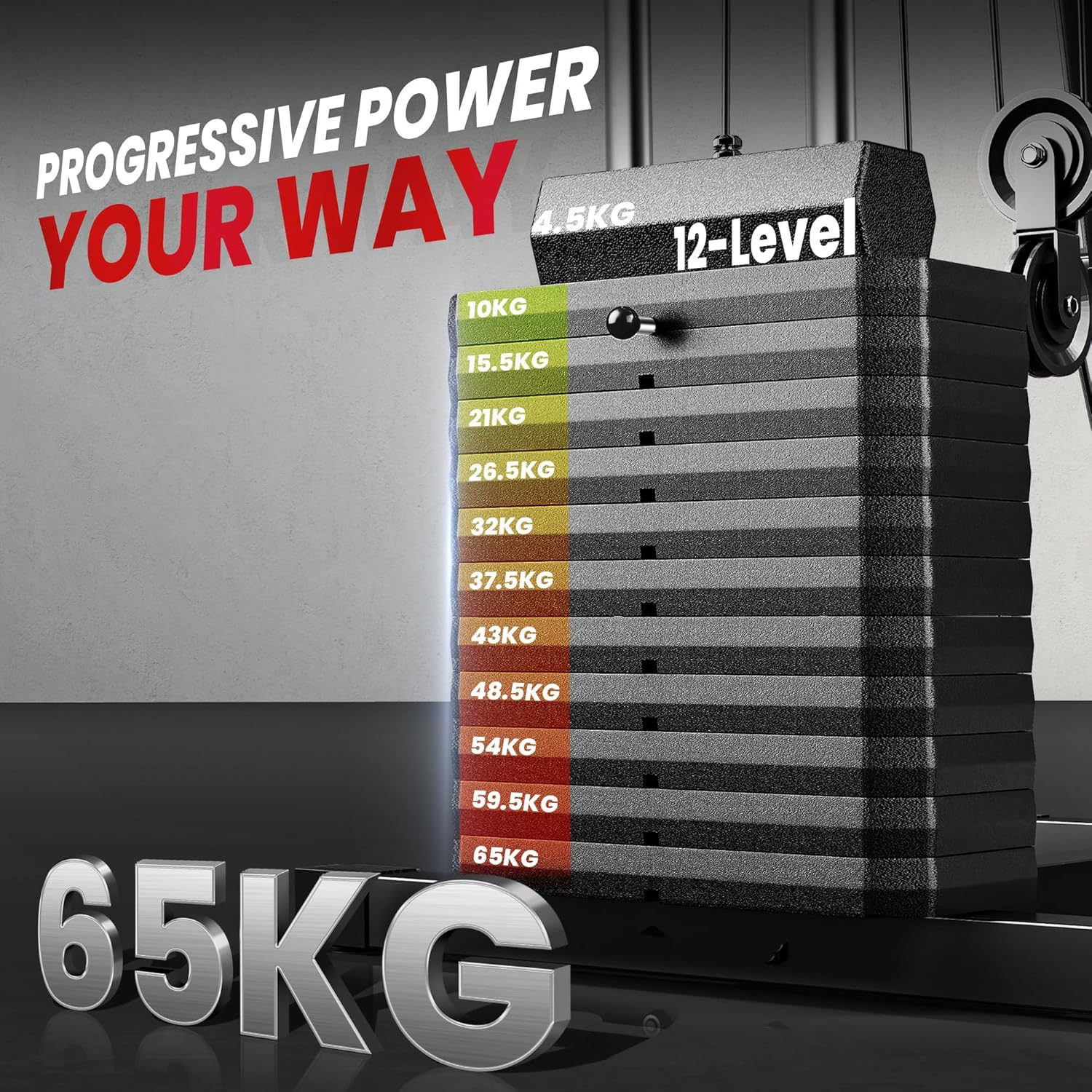 Multi Gym Machine 66kg Weight Stack Home Strength Trainer