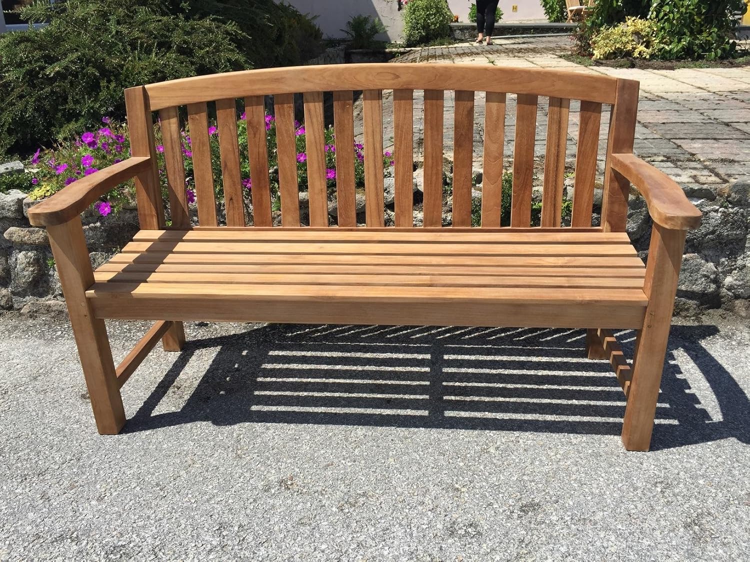 4ft Teak Garden Bench Solid Wood Outdoor Patio Seat