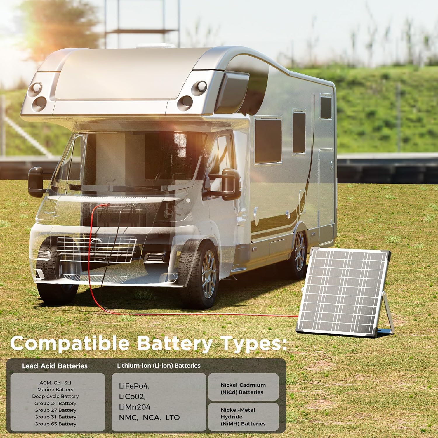 20W Solar Panel Kit 12V Trickle Charger Battery Maintainer RV Boat