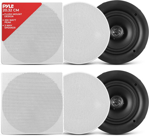 In Ceiling Wall Speakers 8 Inch 250W Flush Mount Stereo Pair