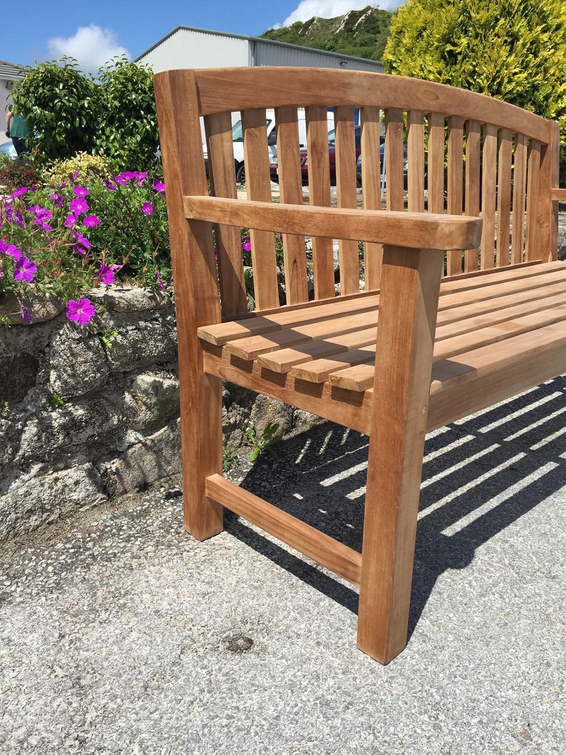 4ft Teak Garden Bench Solid Wood Outdoor Patio Seat