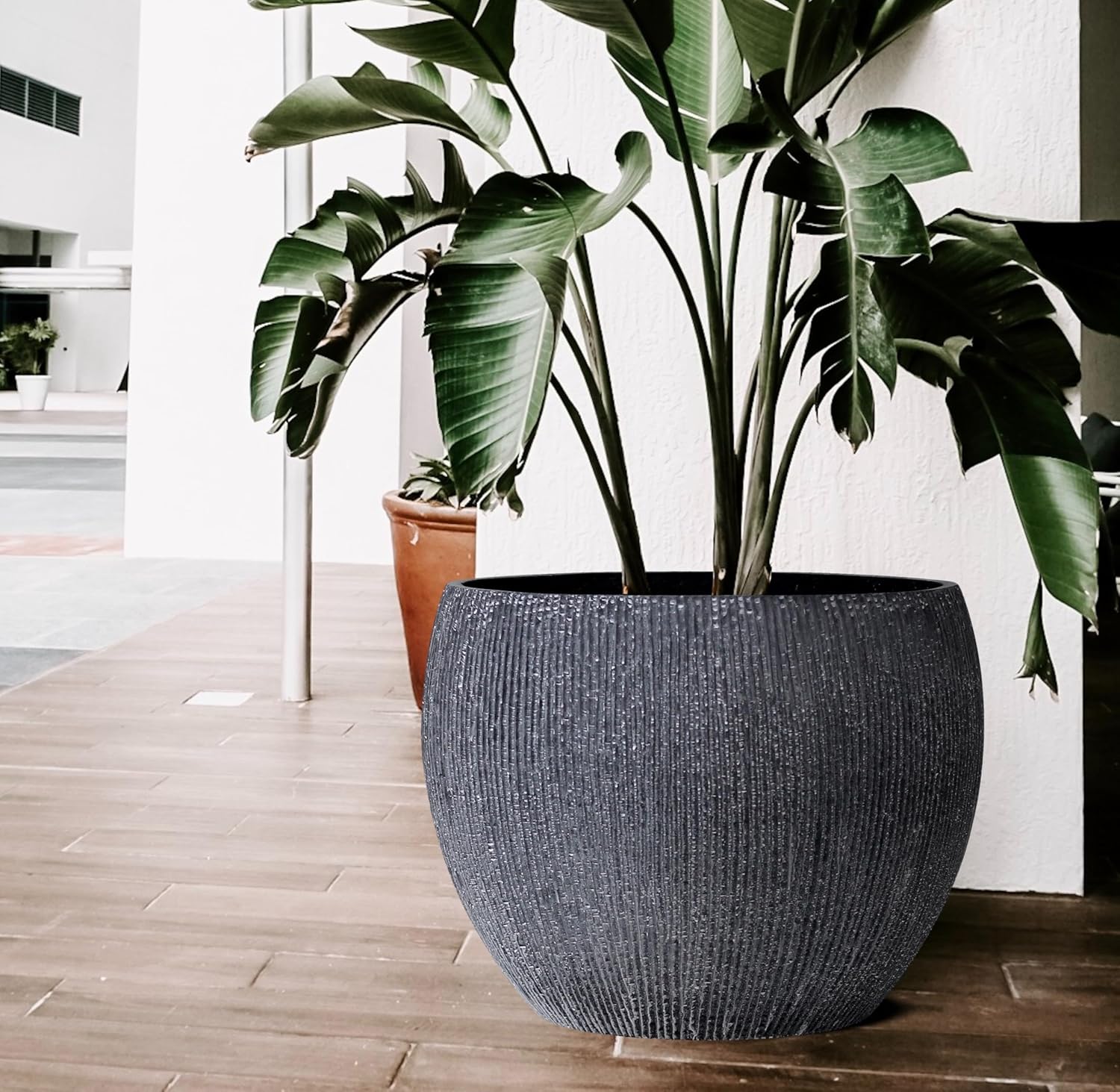 Extra Large Plant Pot 46cm Charcoal Garden Planter Indoor Outdoor