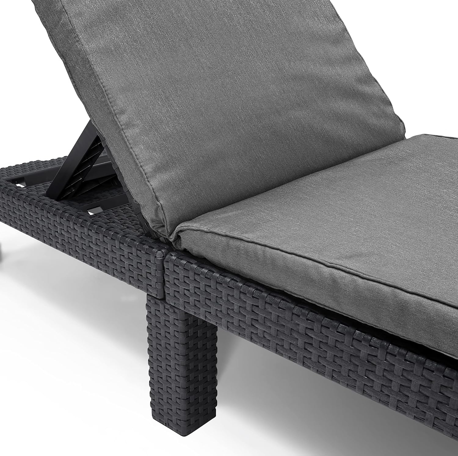 Outdoor Rattan Sun Lounger Recliner Chair with Cushion Graphite