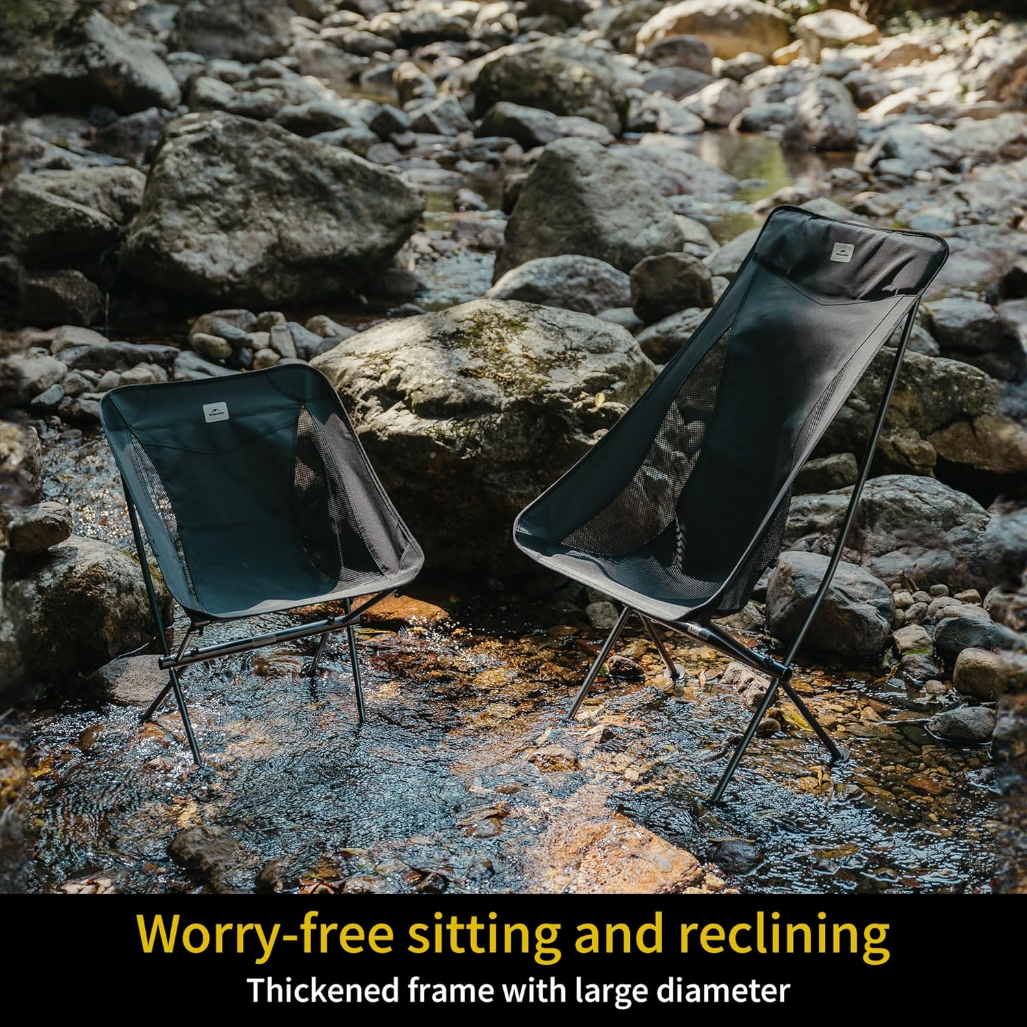 High Back Ultralight Camping Chair 150KG Black