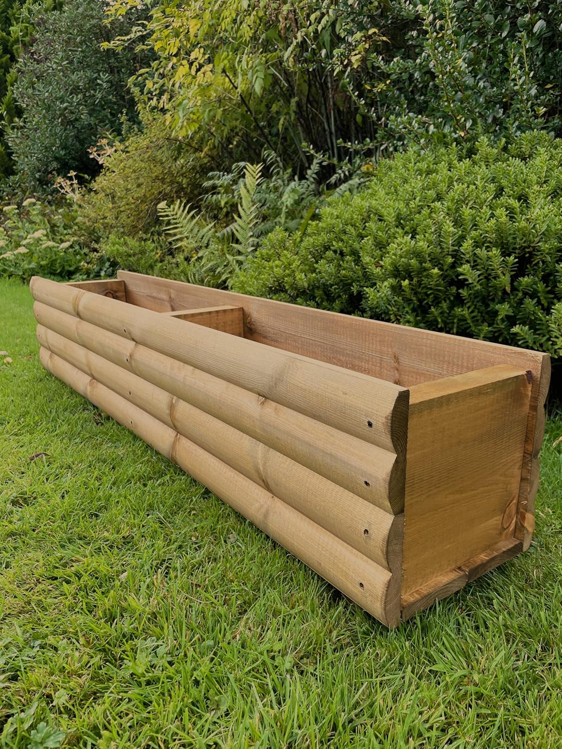 120cm Wooden Trough Planter Log Style Garden Flower Box