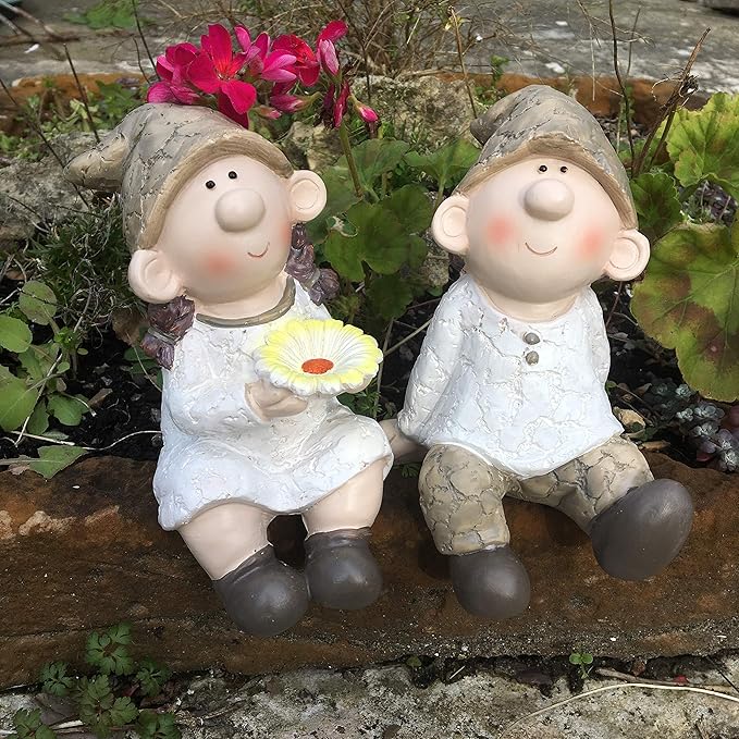 Garden Elf Gnome Ornament Set Sitting Resin Fairy Statues Decor