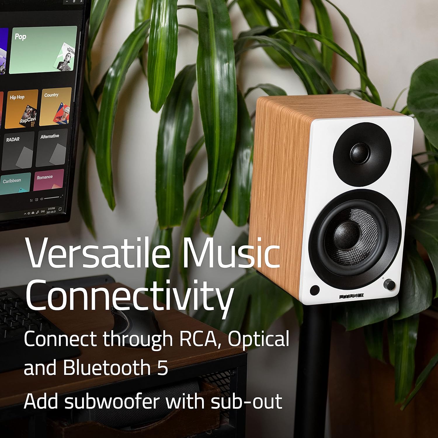 Active Bookshelf Speakers 90W Bluetooth 5 5 Inch HiFi RCA