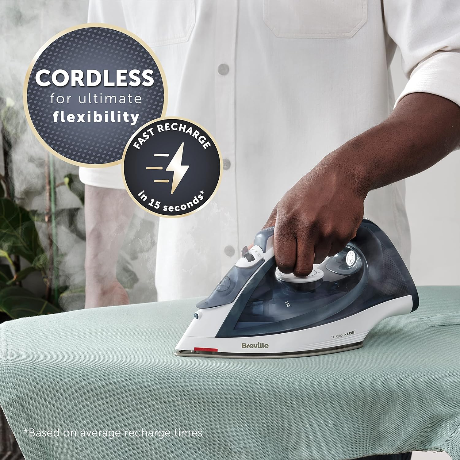 Cordless Steam Iron 2600W 130g Steam Shot Fast Heat Auto Shut Off
