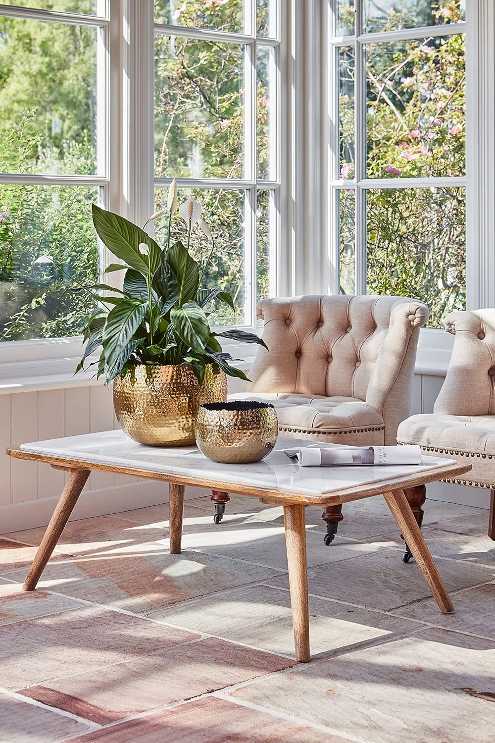 Hammered Gold Planter Bowl 30cm Indoor Metal Plant Pot