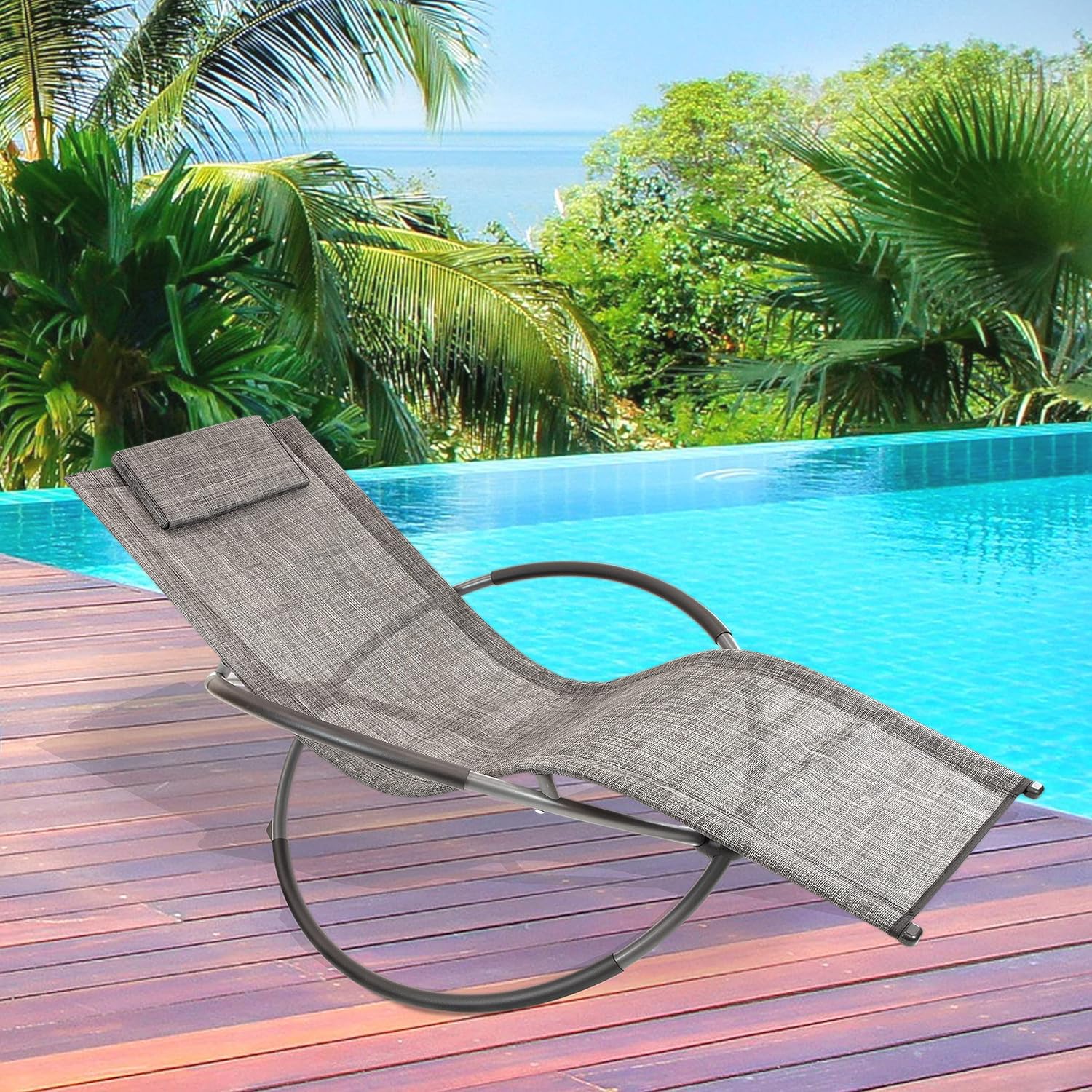 Rocking Moon Chair Zero Gravity Sun Lounger Grey