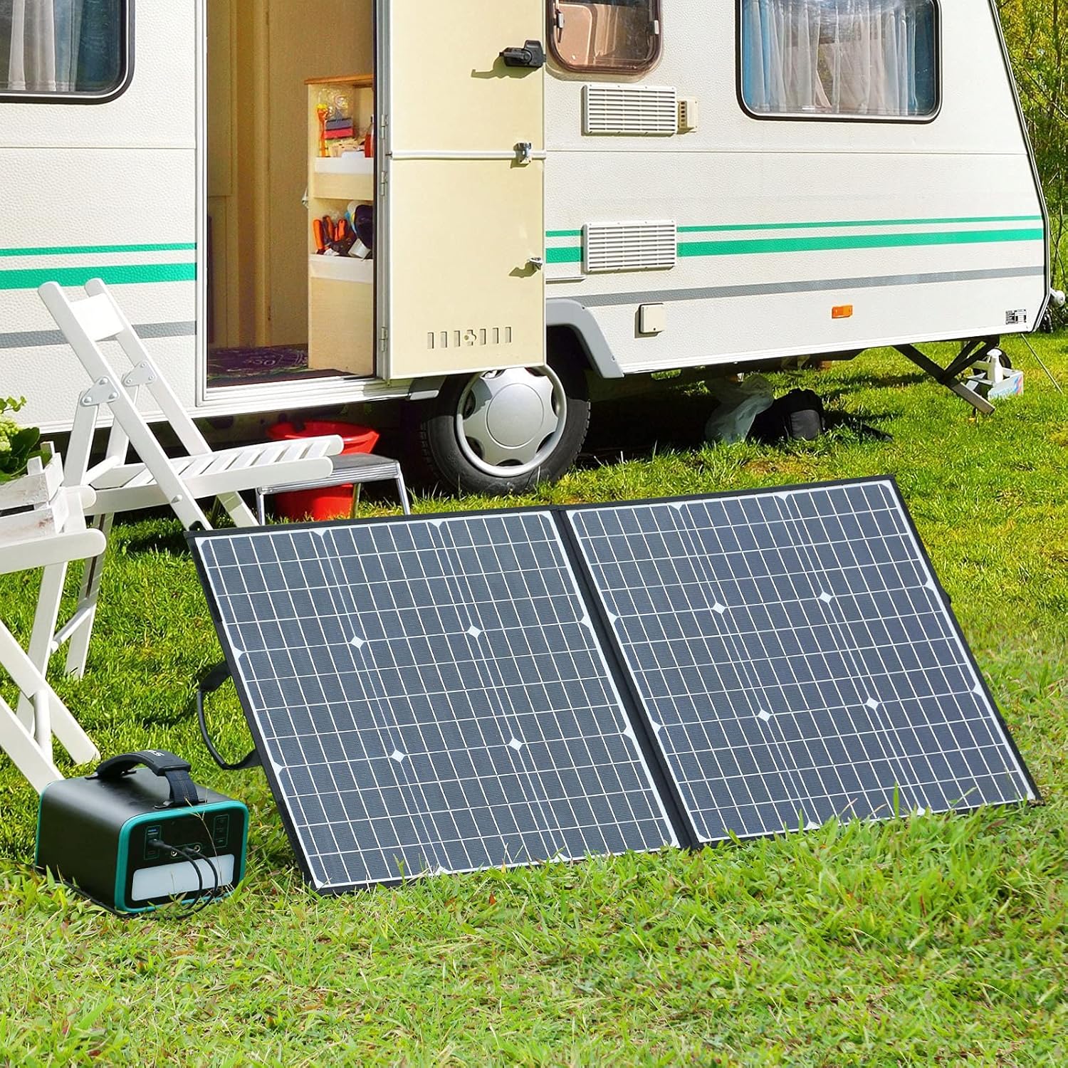 100W Foldable Solar Panel 60W USB C Fast Charge Camping