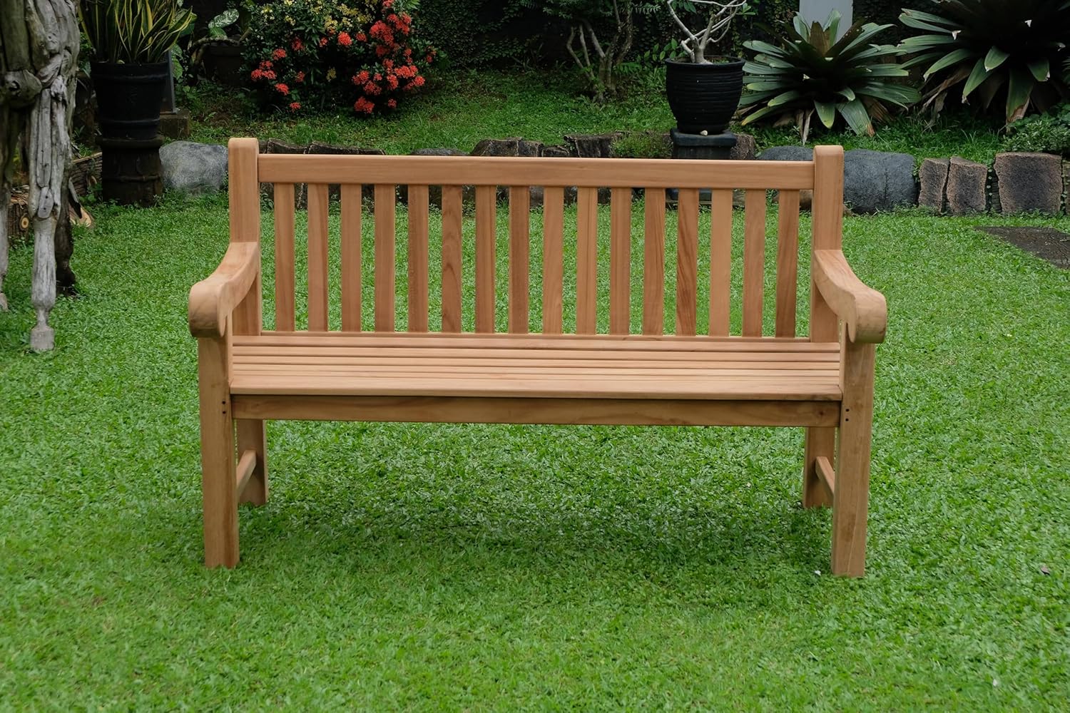 Extra Large Teak Garden Bench 180cm 4 Seater Outdoor Wooden Patio Bench