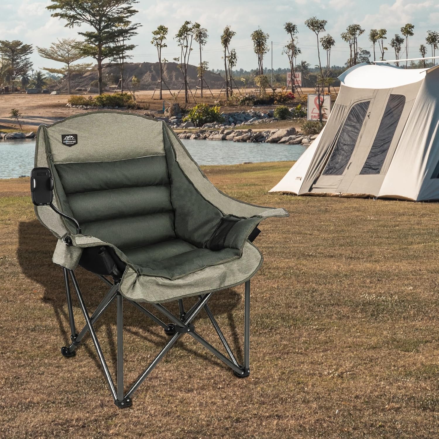 Oversized XL Camping Chair Foldable 400lbs Brown