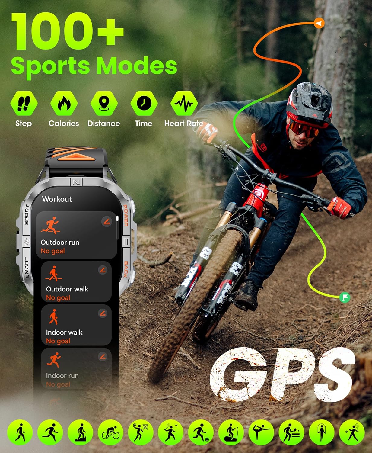 Military GPS Smart Watch 2.13 AMOLED Bluetooth Call
