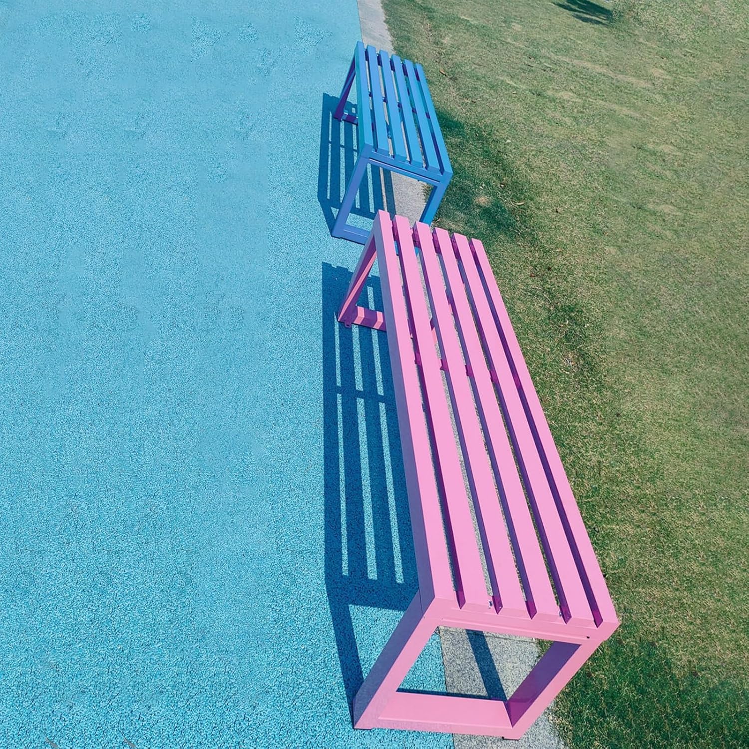 Outdoor Metal Garden Bench Backless Patio Porch Seat 100cm Red