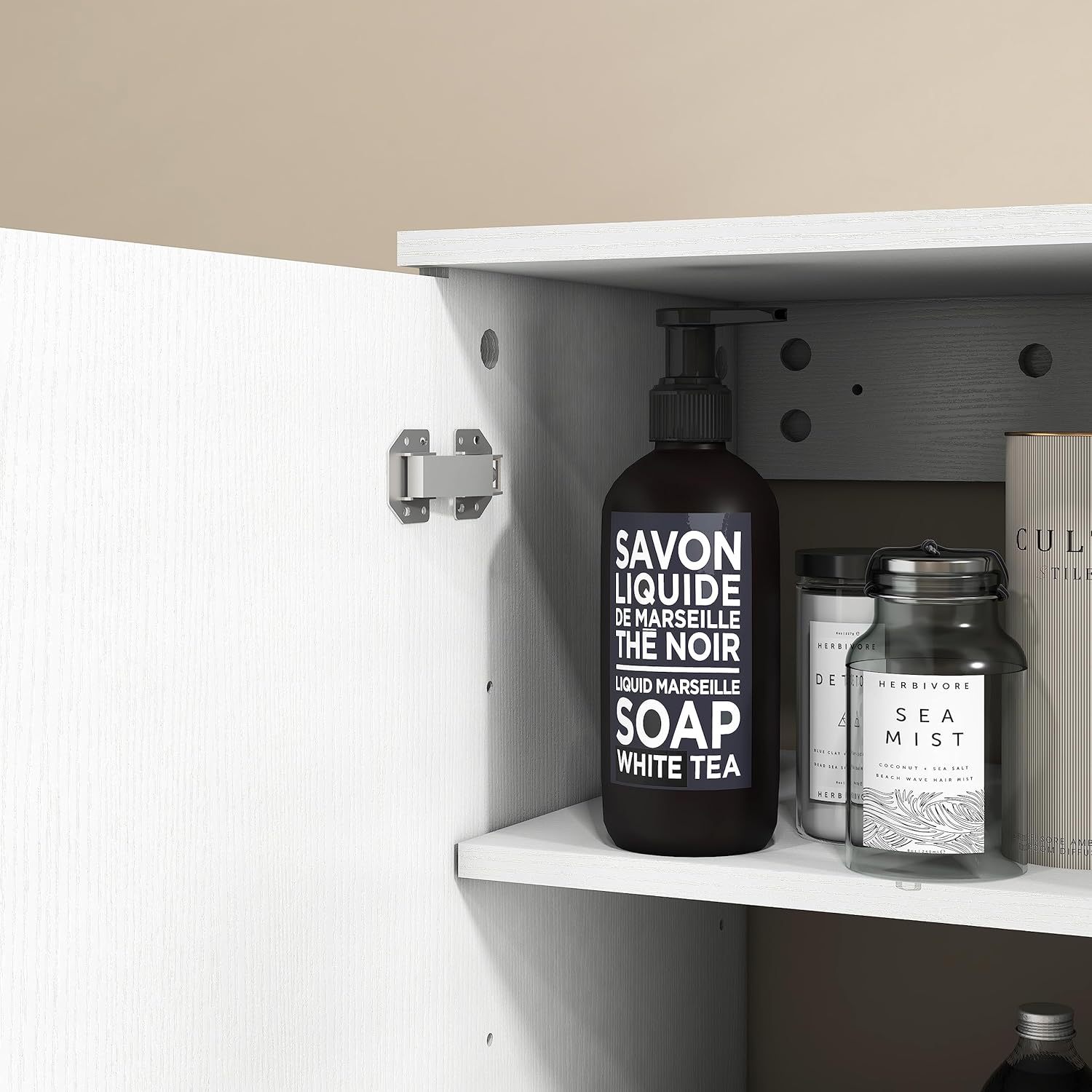 Wall Mounted Tall Bathroom Cabinet White 2 Door Storage Unit