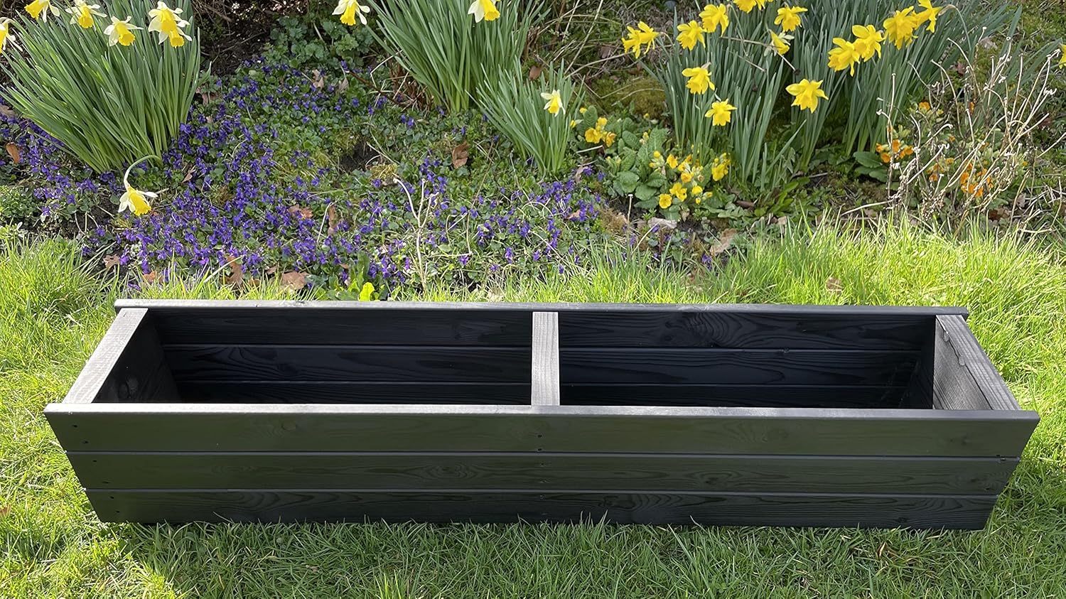 Large Long Wooden Planter Trough 120cm Charcoal Black