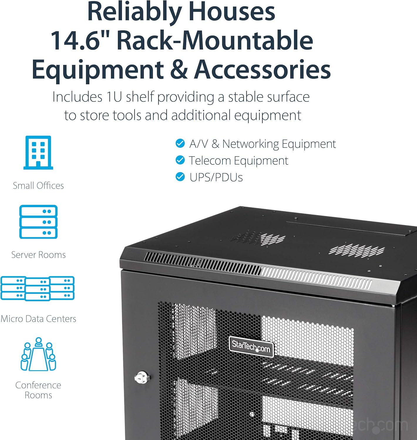 9U Lockable Wall Mount Server Cabinet with Shelf