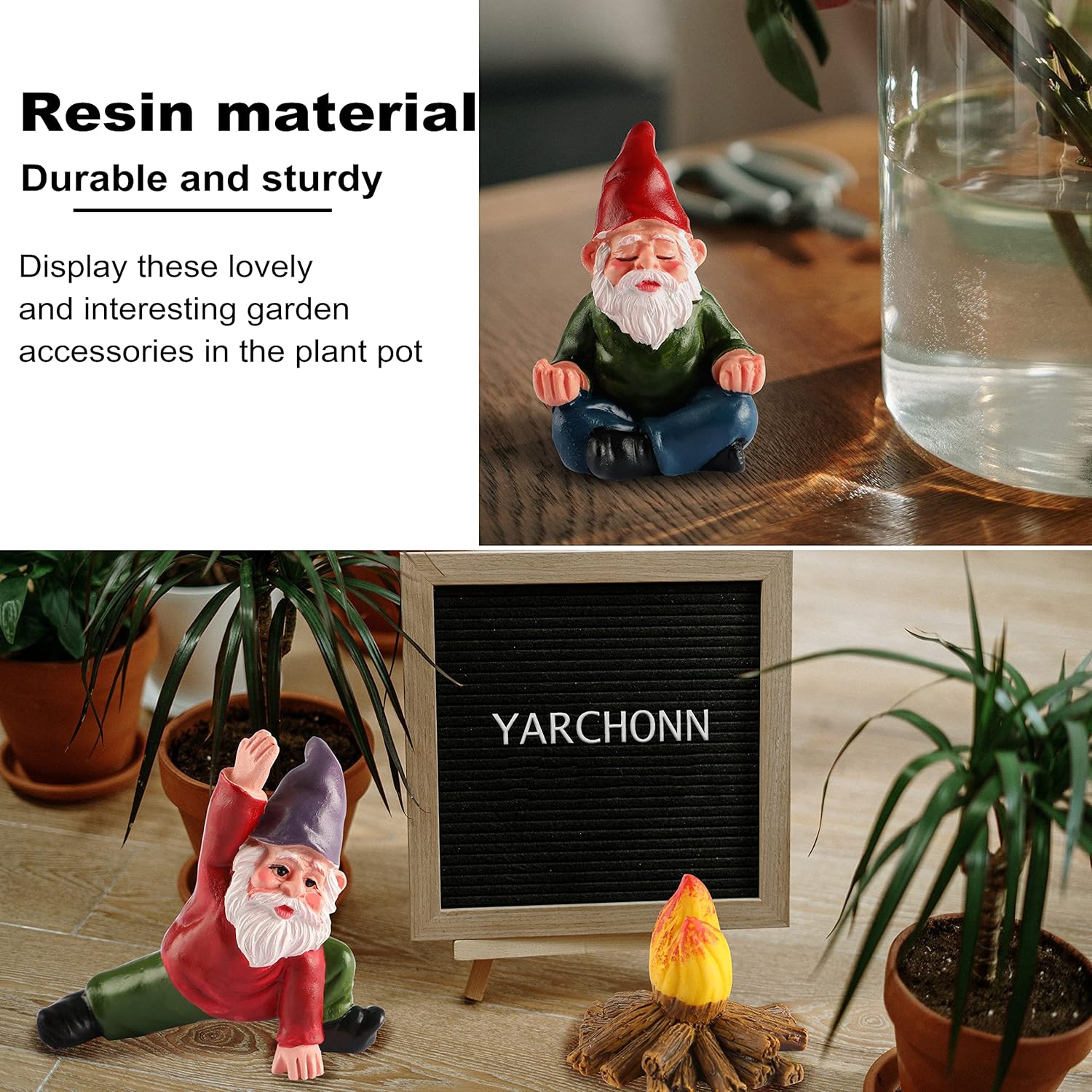 5Pcs Mini Yoga Garden Gnomes Resin Fairy Pot Decor Set