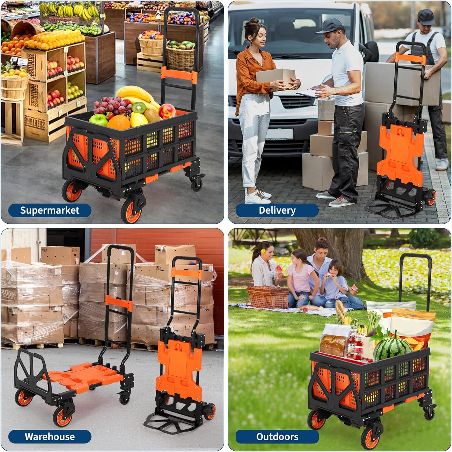 2 in 1 Folding Sack Truck Trolley 150KG Telescopic Handle