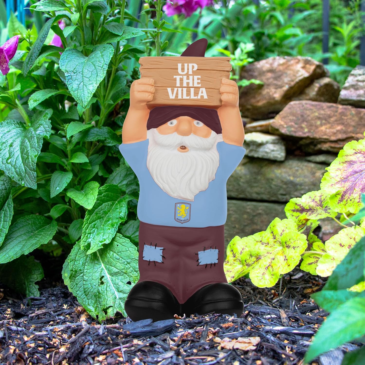 Football Gnome Garden Ornament Slogan Sign Fan Decor