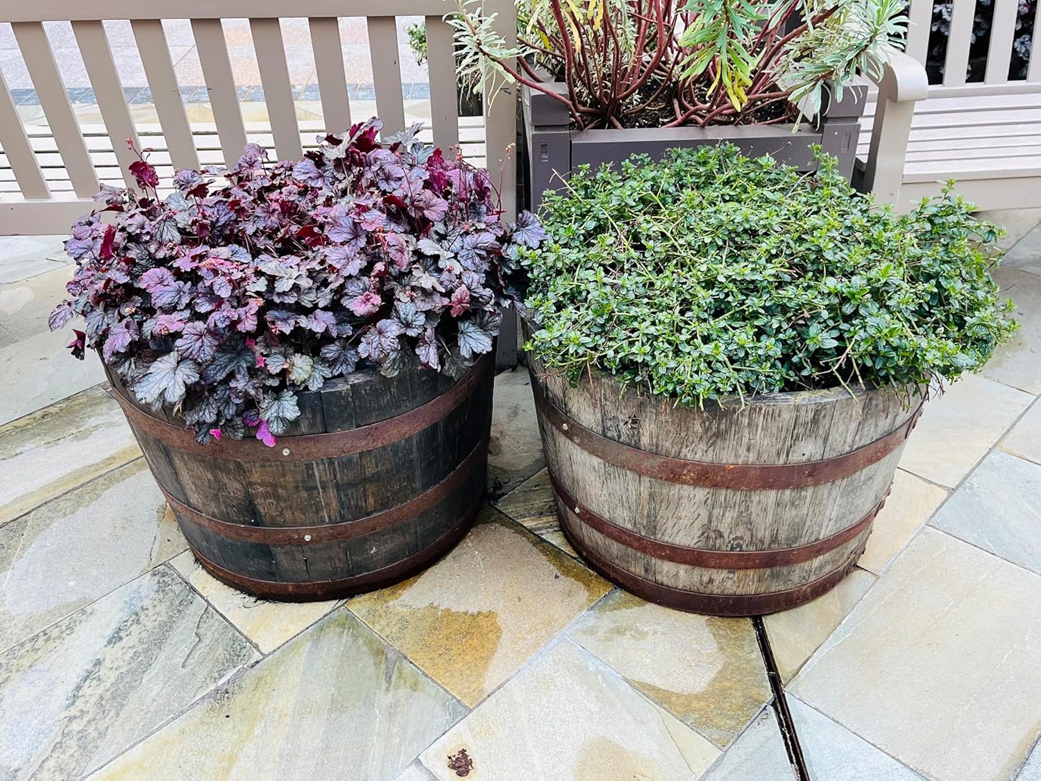 Authentic Whisky Barrel Planter 24 Inch Rustic Oak Pot