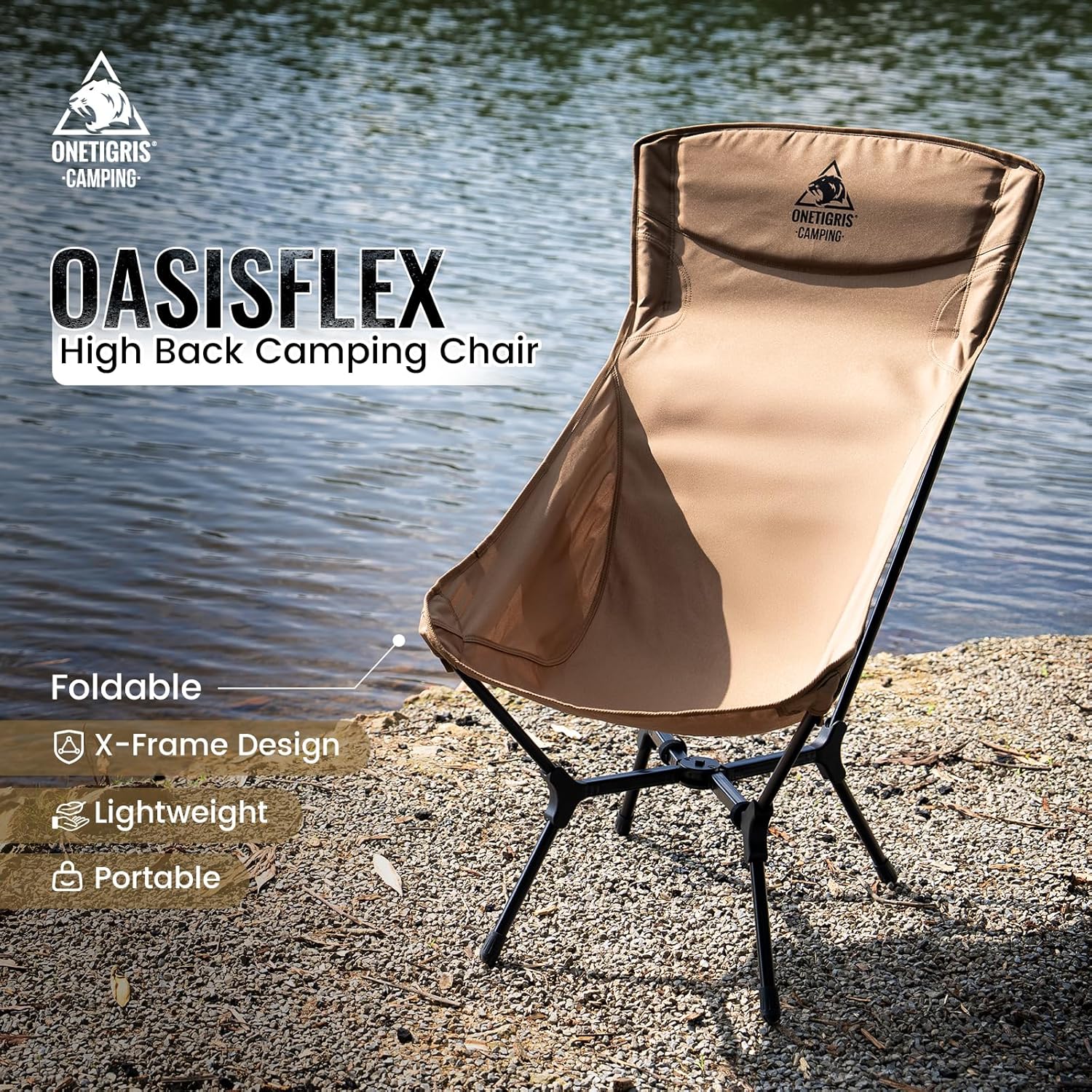 Coyote Brown High Back Camping Chair Folding Seat
