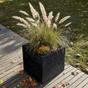 30cm Black Terrazzo Square Planter Stone Effect Garden Pot