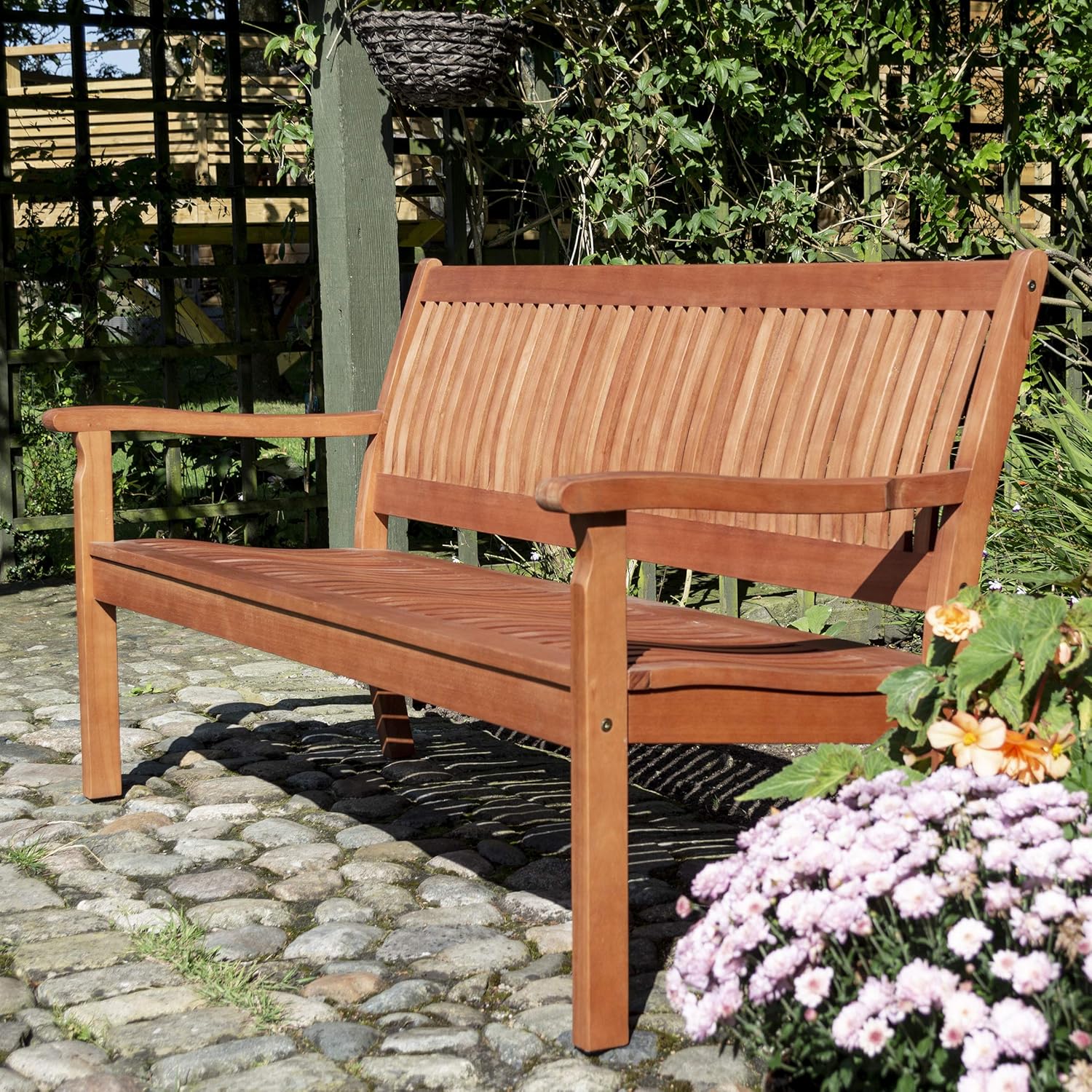 3 Seater Wooden Garden Bench 150cm Patio Park Seat