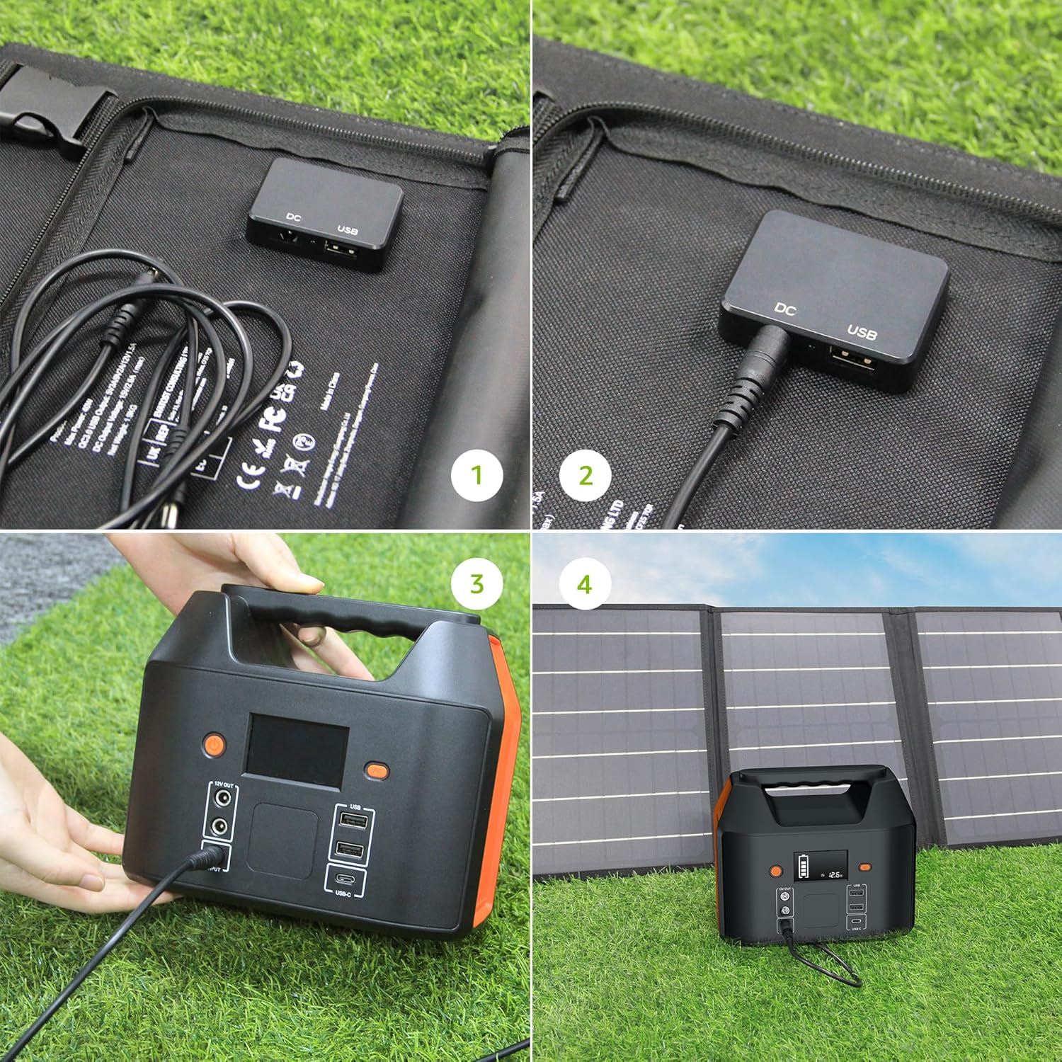 40W Foldable Solar Charger USB C DC Camping Power Station