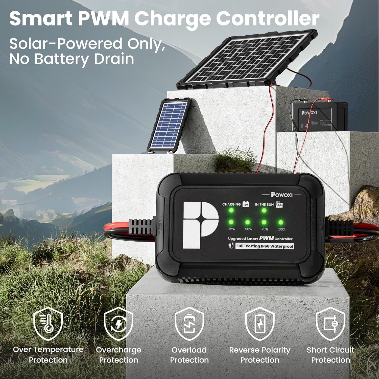 10W 12V Solar Battery Charger Trickle Maintainer RV Boat