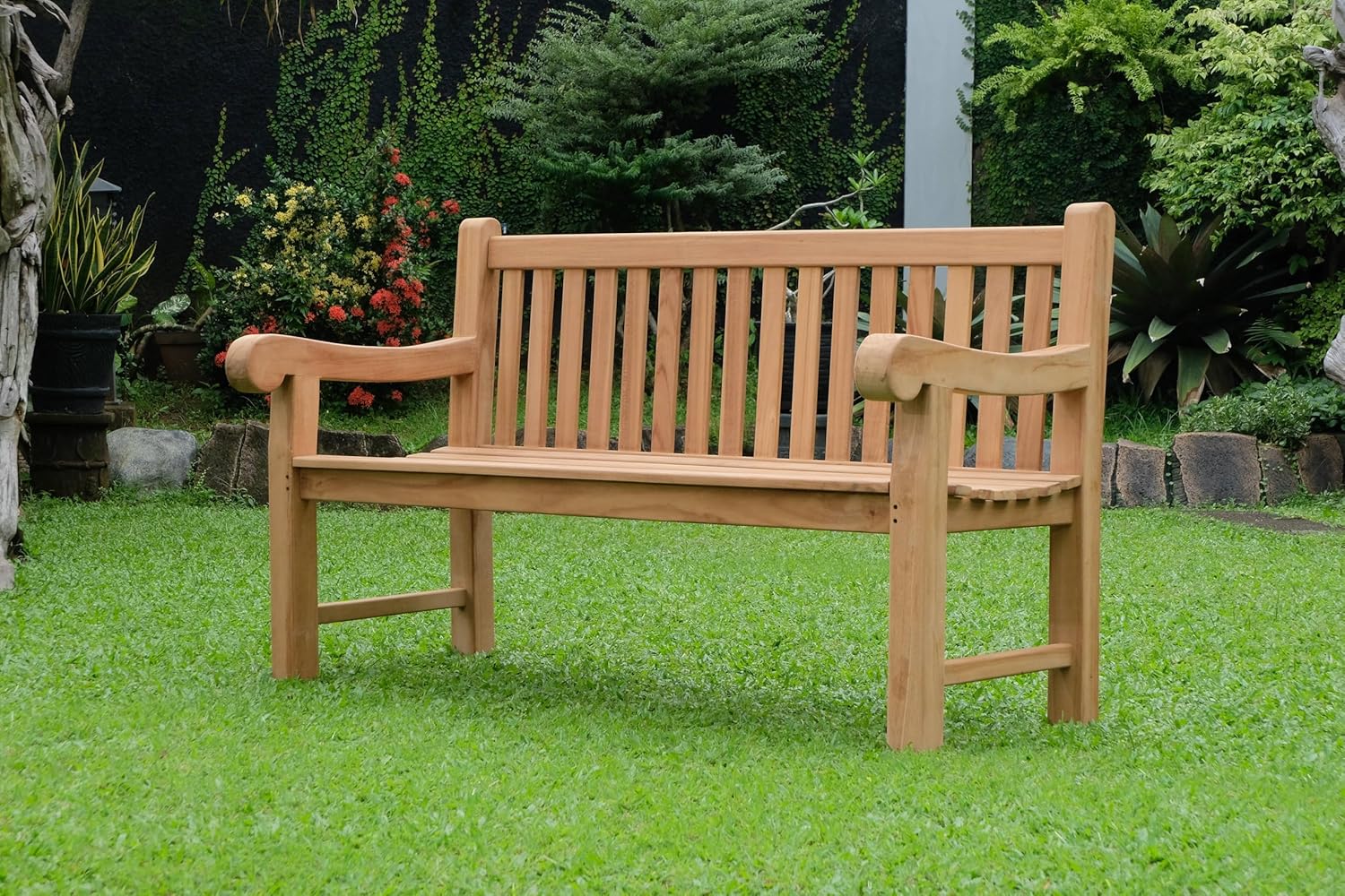 Extra Large Teak Garden Bench 180cm 4 Seater Outdoor Wooden Patio Bench