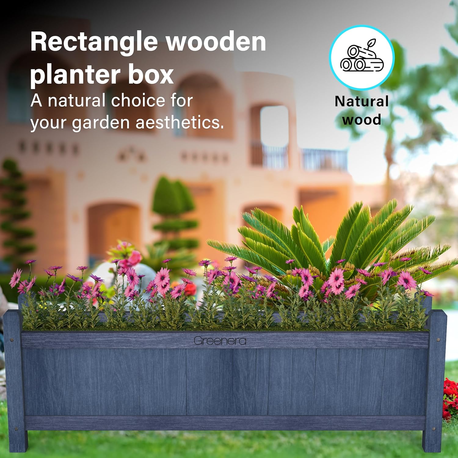 Set of 2 Large Wooden Garden Planters 90cm Grey