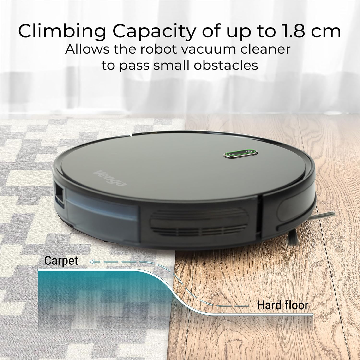 Robot Vacuum Mop 1600Pa 3 in 1 Auto Clean Quiet 120min Runtime