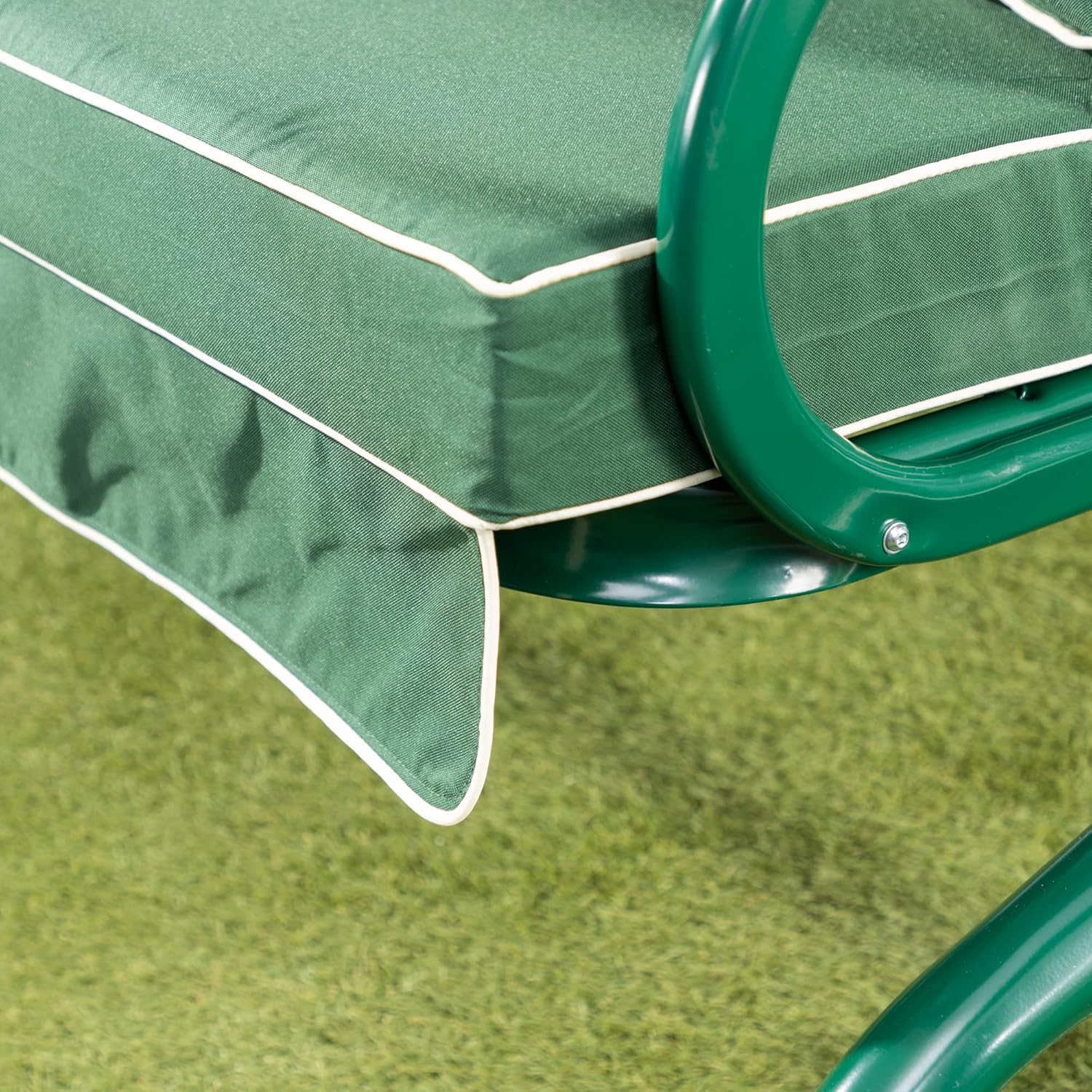 3 Seater Garden Swing Seat Green Canopy Luxury Cushions