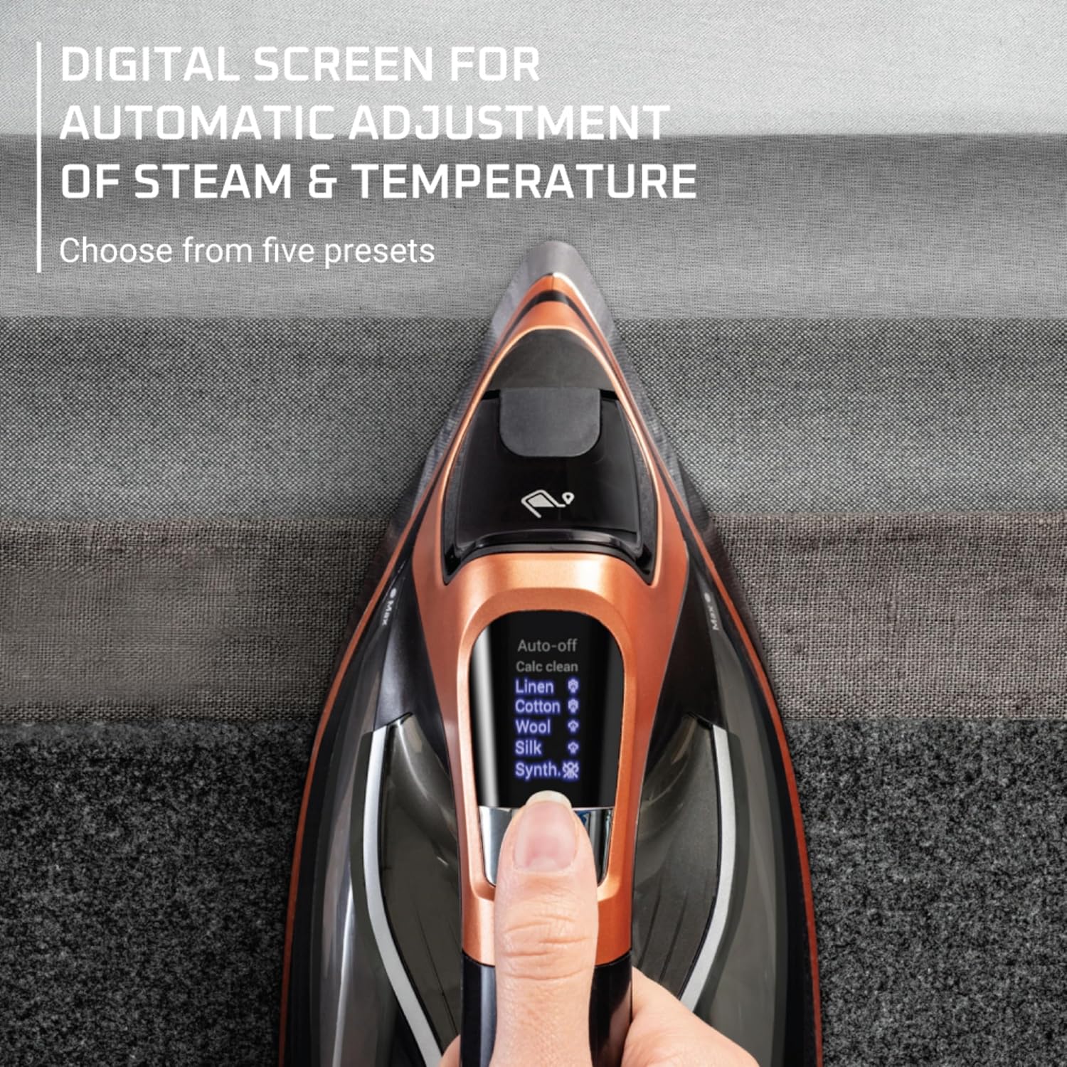 1850W Steam Iron Smart Screen 5 Presets Stainless Soleplate