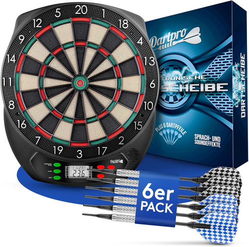 Electronic Dartboard Set LED Scoring 65 Games 6 Darts Wall Protection
