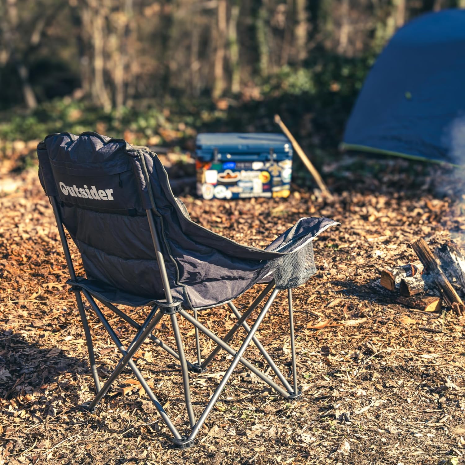 Oversized Padded Camping Chair 400lb Folding Lounge Chair