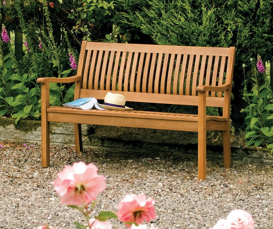 2 Seater Hardwood Garden Bench 1.2m Patio Outdoor Seat Honey Brown