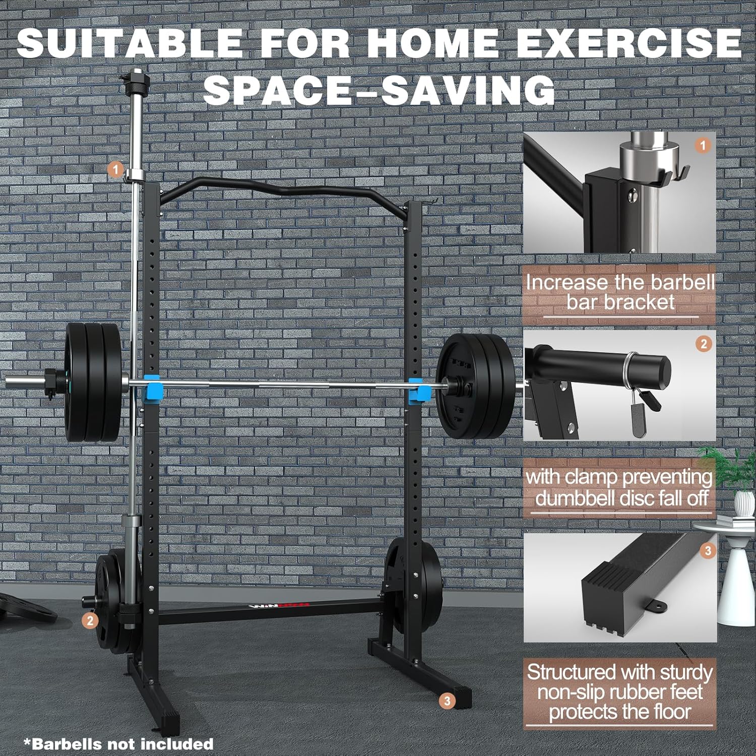 Power Cage Squat Rack Pull Up Bar Dip Station Home Gym Rack